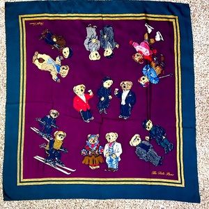 Vintage Ralph Lauren Polo Bear Silk Scarf Used